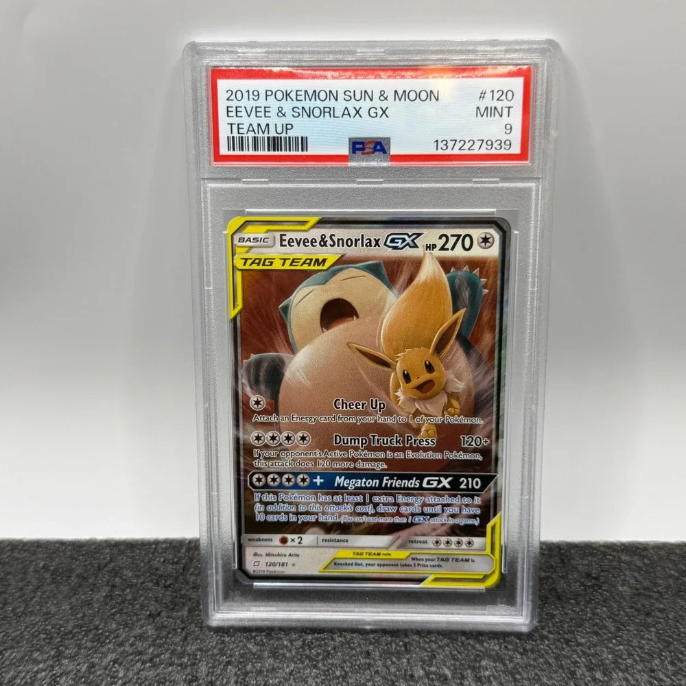 2019 Pokemon Sun & Moon Team Up Eevee & Snorlax GX #120 PSA 9 Mint Tag Team